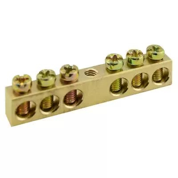 Шина PEN TS-0609C 6х9 6 отверстий крепление по центру Энергия - Электрика, НВА - Щитки и аксессуары для монтажа - Шины нулевые - . Магазин оборудования для автономного и резервного электропитания Ekosolar.ru в Коврах