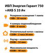 ИБП Энергия Гарант 750 + Аккумулятор S 33 Ач - 12В (450Вт - 40мин) - ИБП и АКБ - ИБП для котлов - . Магазин оборудования для автономного и резервного электропитания Ekosolar.ru в Коврах