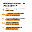 ИБП для котла Энергия Гарант 750 + Аккумулятор Grid 100 Ah 12 v (450Вт - 122мин) - ИБП и АКБ - ИБП для котлов - . Магазин оборудования для автономного и резервного электропитания Ekosolar.ru в Коврах